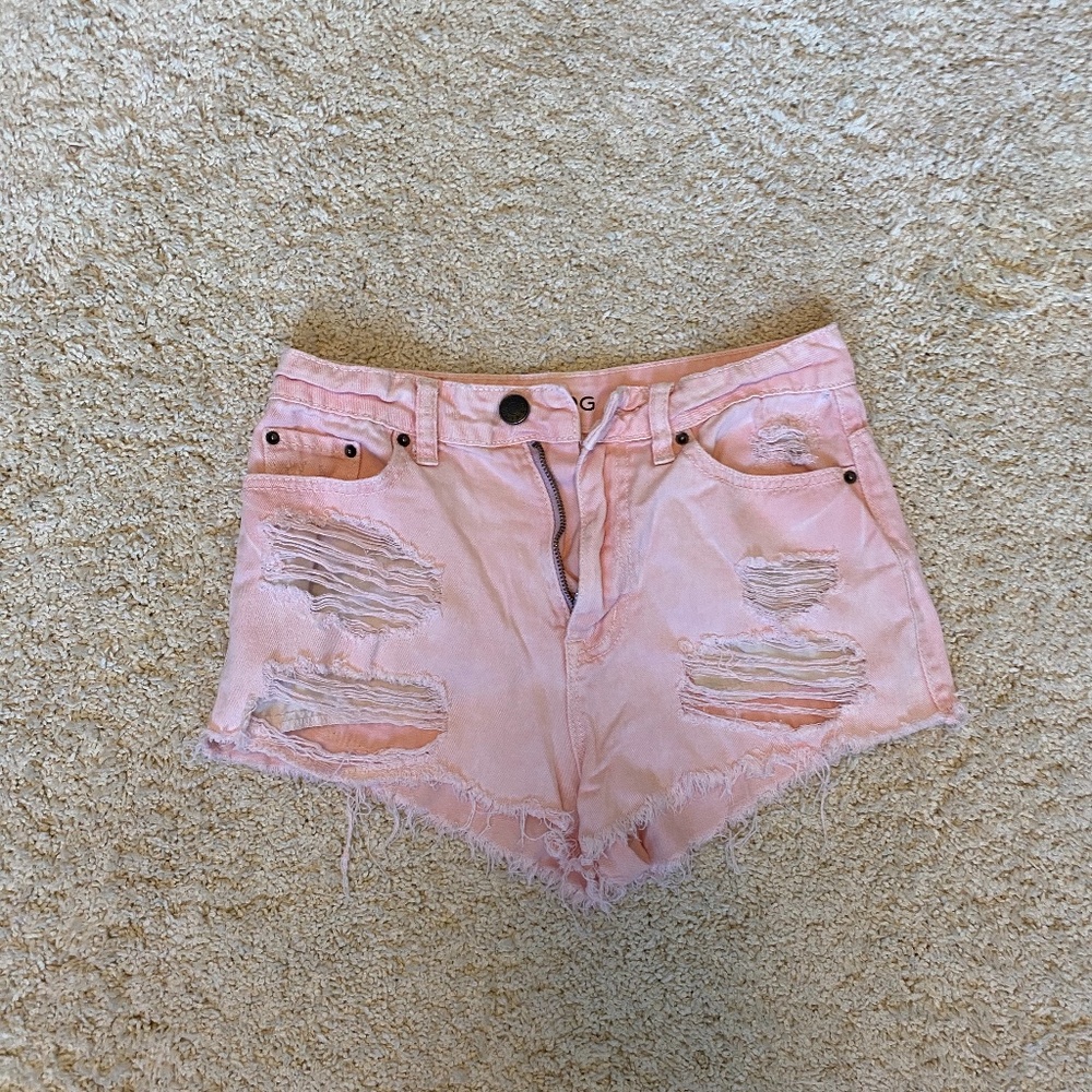 BDG High Rise Dree Cheeky Pink Shorts